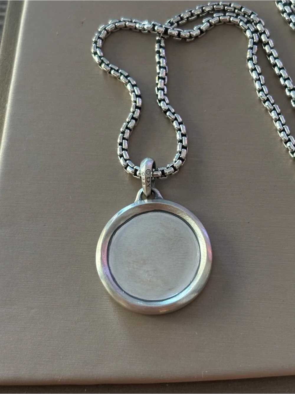 David Yurman st Cristopher amulet Sterling silver 925 and box chain 2.7mm 22”